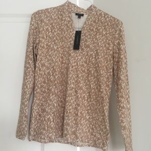Talbots Tan/White Pull Over Top Med
